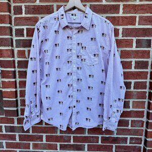 Marc Ecko Cut & Sew Button Up Shirt Mens LG Red Gingham Stick Up Kids Print